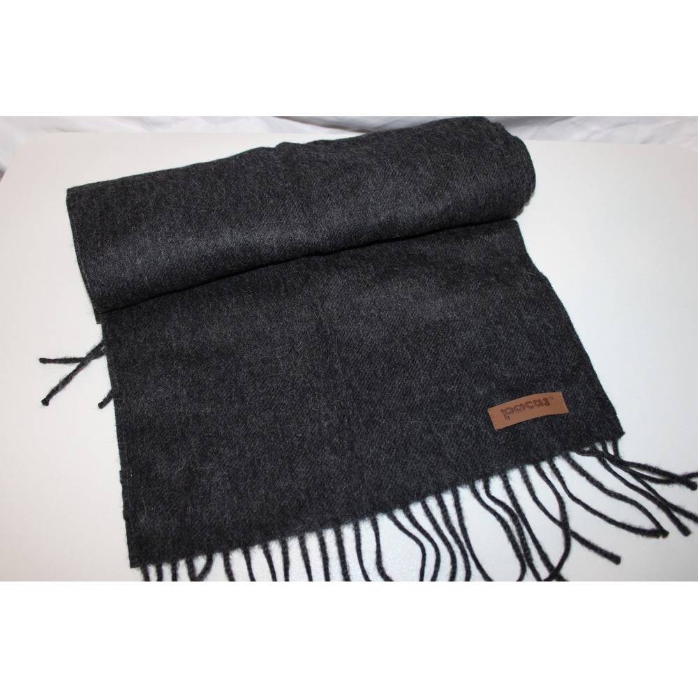 Pacas 100% Baby Alpaca Scarf Charcoal Grey Fringed Made in Peru